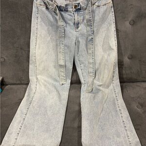 Chic Light Blue Flare Maternity Jeans for Women